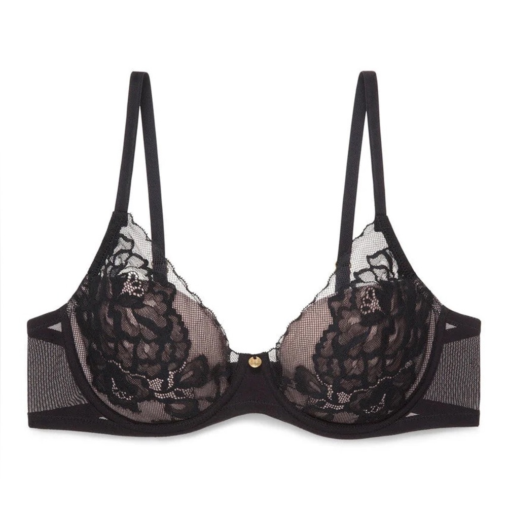 Natori Flora Contour Underwire Black Lace Bra - 30C